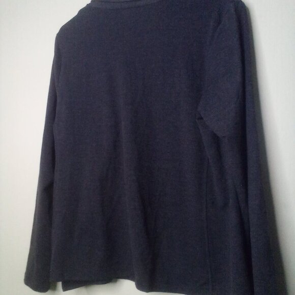 New Directions Shirt Jacket L Long Sleeve Off Center Zipper Pockets Soft Gray - Picture 16 of 16